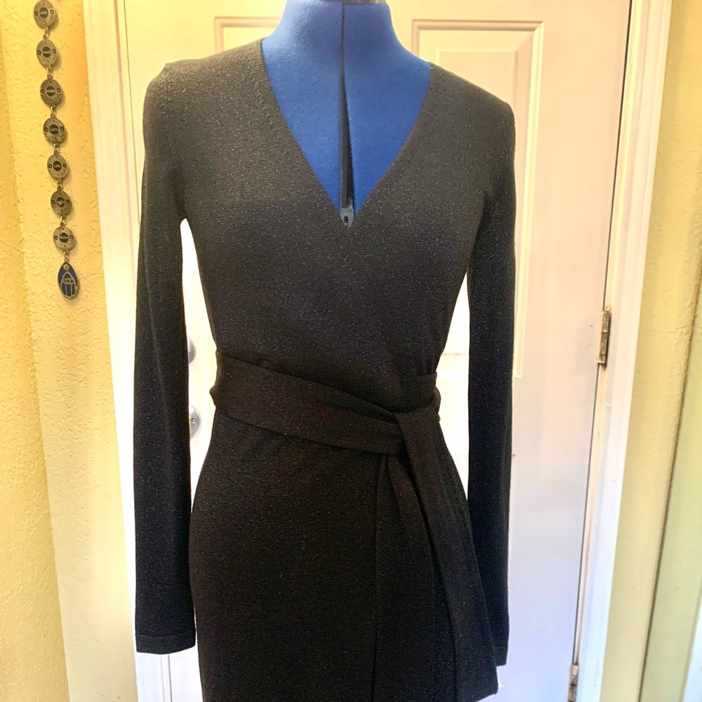 Diane Von Furstenberg  metallic sweater wrap dress